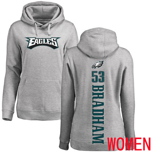 Women Philadelphia Eagles #53 Nigel Bradham Ash Backer NFL Pullover Hoodie Sweatshirts